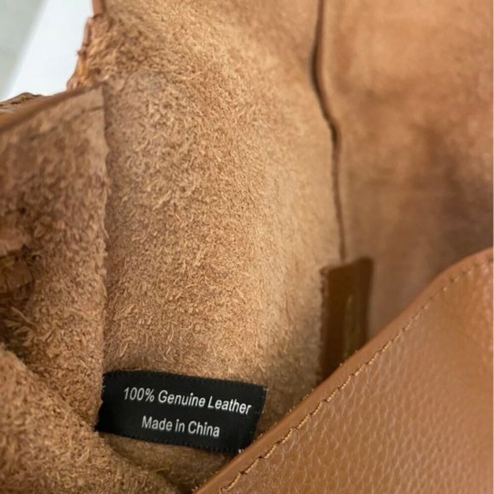 BTB Los Angeles || Kelly Crossbody Bag Soft Leather‎ Unlined Cognac Brown - Picture 8 of 11